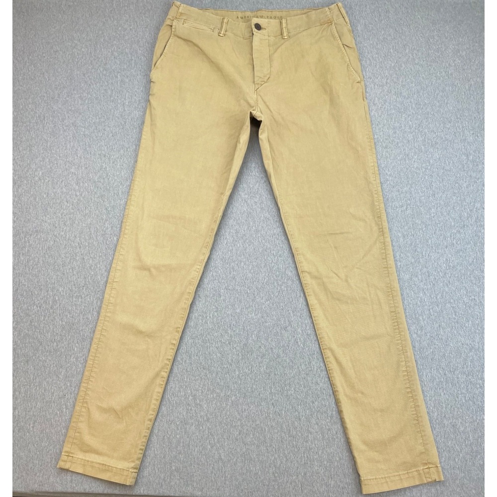 American Eagle Pants Mens 34 x 36 Brown Cotton Blend Stretch Flat Front Skinny
